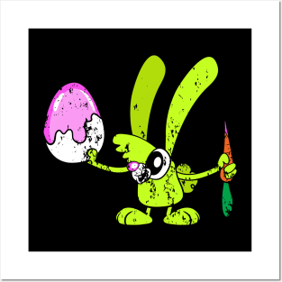 Retro Vintage Grunge Easter Bunny Posters and Art